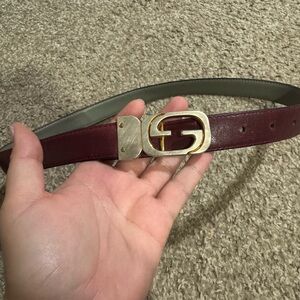 Vintage 80/90s Gucci Burgundy and Gold Belt